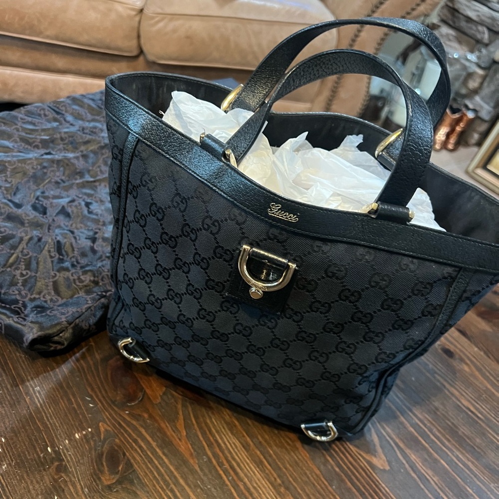 Gucci Black Monogram Abbey Tote